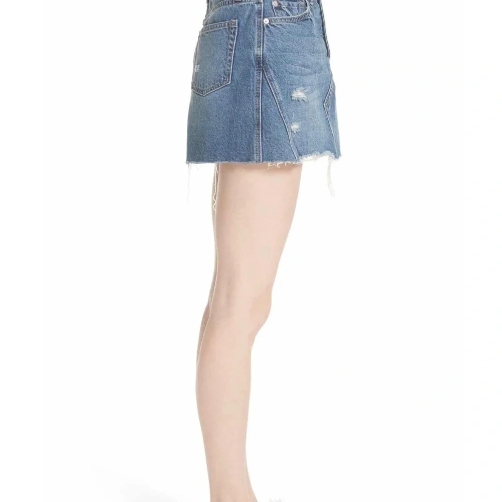 Free People Ripped Denim Mini Skirt in Breezy Blue  100% Cotton Sz. 25 Sz. 0